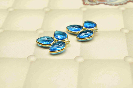 Blue Topaz component,Handmade Jewelry,Bezel Component,Blue Topaz Jewelry Making Supply,Blue Gemstone Component,Attached Bezel Pendant,Gift