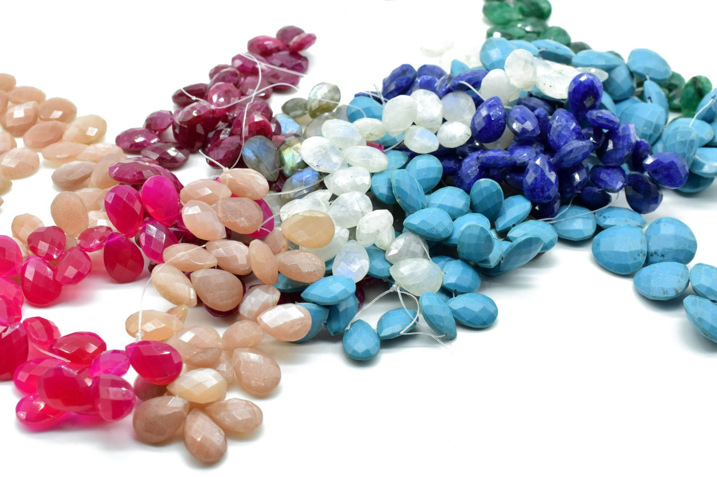 Peach Moonstone Briolettes,Peach Moonstone Beads,Moonstone Beads,Peach Moonstone Faceted Pear Briolettes,Jewelry making beads,Supplies beads