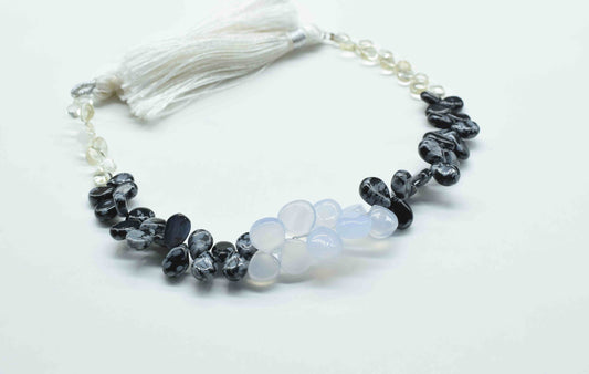 Dendrite Opal Teadrop Beads,Tiny Heart Shape Necklace,Multi Gemstone Smooth Briolettes,Handmade Beads jewelry,Station Link,loose Beads Gift