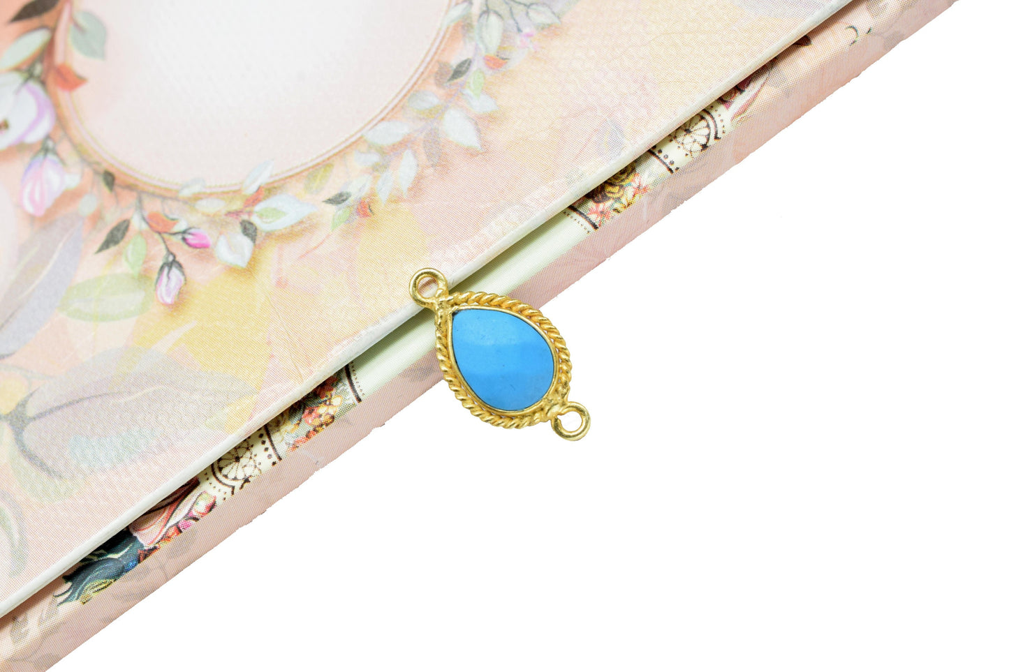 Blue Turquoise 10x14mm Teardrop Bezel charm,Turquoise Teardrop Jewelry,Gemstone Connector Pendant,Teardrop Pendant,Station Bezel Link Supply