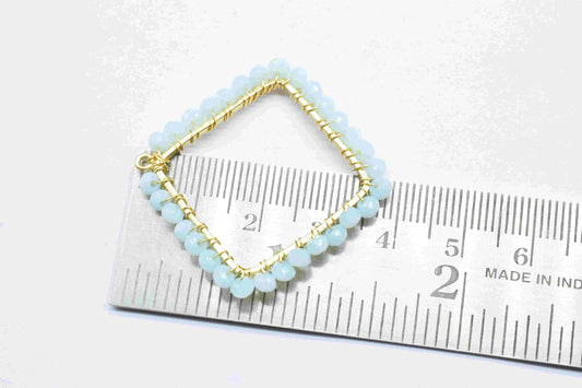 Chalcedony Wire Wrapped Dangle Connector, Square Pendant Component,Beaded link Earring,Finding Component Chalcedony Jewelry,Handmade Earring