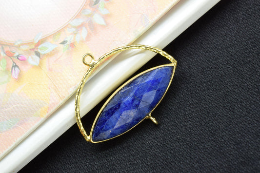 Blue Sapphire Gemstone Component,Gemstone Connector Pendant,Jewellery Making Essentials,Single Loop Pendant,DIY Jewelry Making Supply,B'Gift