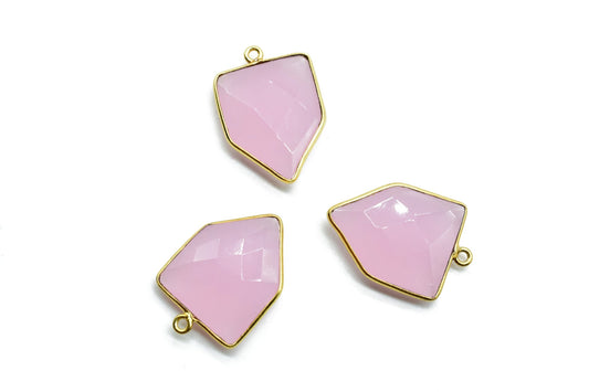 Pink Chalcedony 17x22mm Bezel charm,Pink Chalcedony pendant, Gold Plated bezel,Gold Vermeil Bezel,jewelry making charm,Gold-Filled bezel
