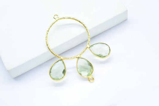 Green Amethyst Jewelry Pendant/Gold Plated Jewellery/Connector Jewellery/Gemstone Jewellery/Brass Connector Jewellery/Double Bail Pendant/