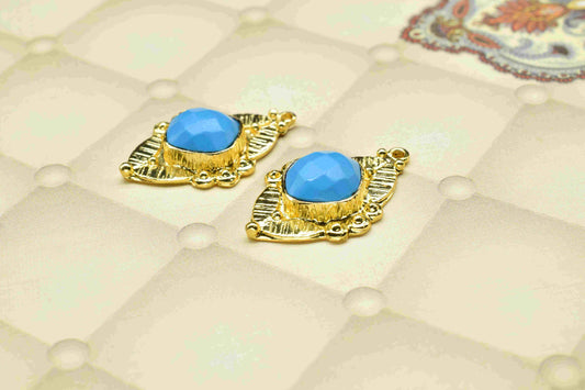 10mm Cushion Turquoise Pendant Connector,Gemstone Connector Post Stud,Jewelry Making Component,Turquoise Stud,Jewelry Finding,Craft Supplies