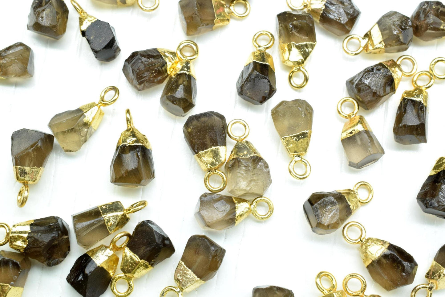Smokey Quartz Raw Pendants,Smokey Quartz Pendant Connector Jewelry Necklace,Rough Electroplated Chams,Loose Stone Pendant,Gemstone Pendant