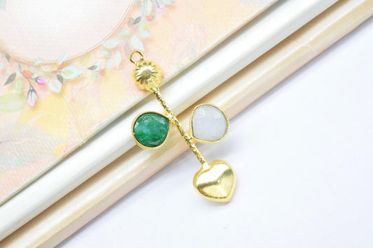 Multi Gemstone Pendant/Gemstone Component/Faceted Cut Stone/Single Bail Charm/Necklace Pendant/Heart Shape Charm/Wholesale Supply/Gold Plate