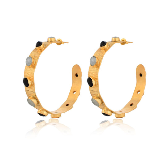 Natural Gemstone Amazonite Earring/Handmade Jewelry/Gold Plated Earring/Black Onyx Earring/Women Earring/Wedding Jewelry/Gift For Her