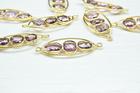 Pink Amethyst Finding Necklace Connector,Amethyst Quartz Component Jewelry,Amethyst Quartz DangleEarring,Pink Amethyst Double bail Connector