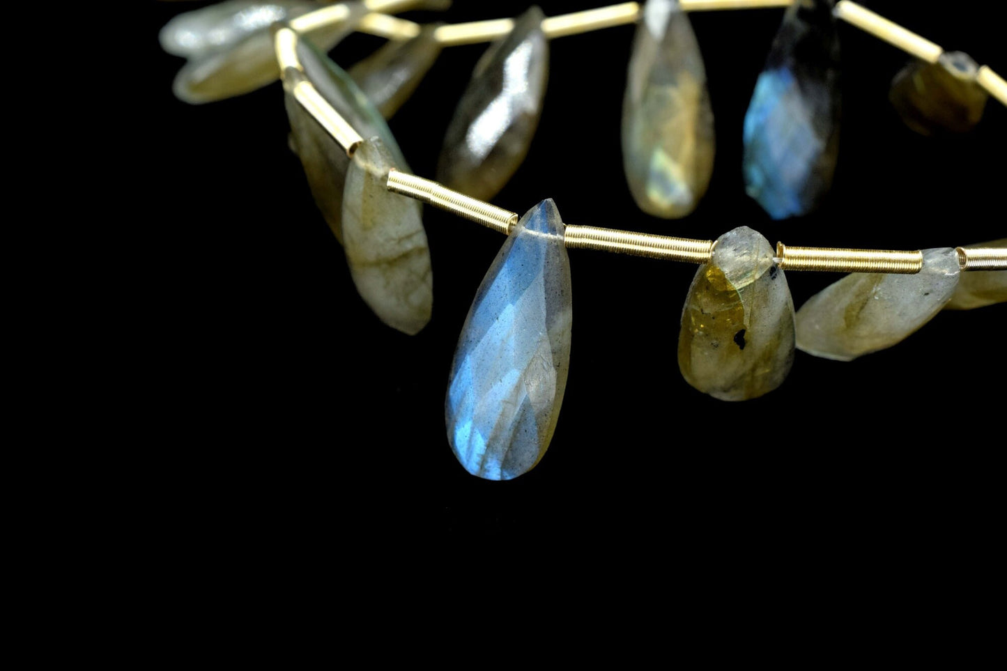 Labradorite Faceted 8x20mmTeardrop Briolettes,Gemstone Teardrop Bead,Labradorite Strand Jewelry Making Supplies,Labradorite Teardrop jewelry