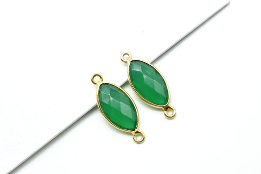 Green Onyx 8x16mm marquise shape double bail Connector,Green Onyx Double Bail,Jewelry making supplies,Double Bail Charm Pendant, Bezel Link
