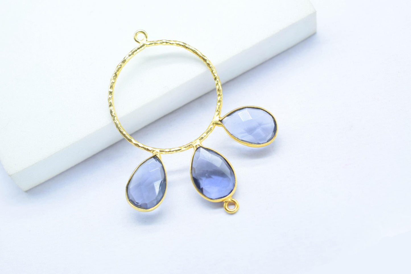 Amethyst Pendant/Gold Plated Jewellery/Connector Jewellery/Purple Gemstone Jewellery/Brass Connector Jewellery/Double Bail Pendant/Gift