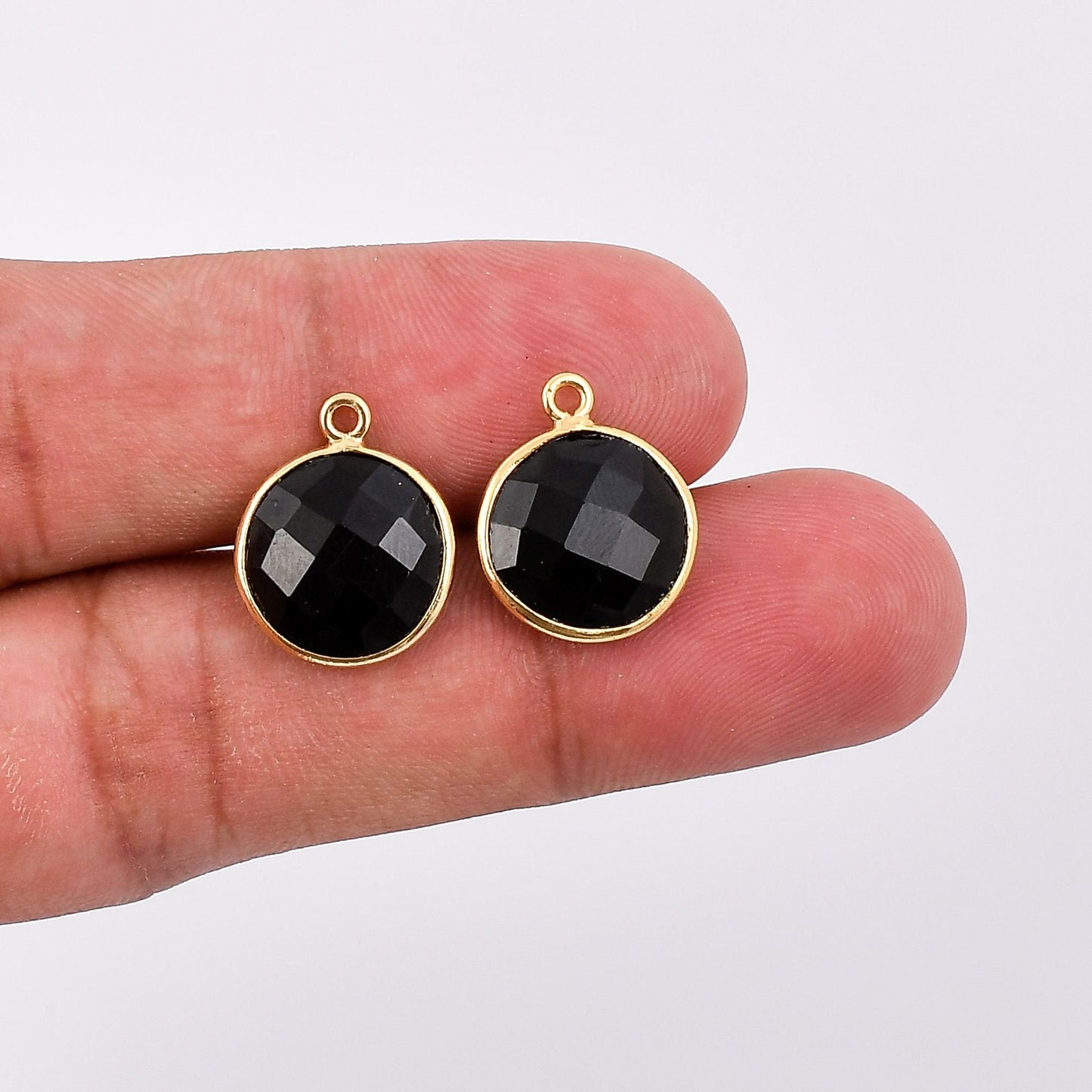 Black Onyx 12mm Round Bezel,Black Onyx Pendant,Gold Plated bezel,Black Onyx Bezel,Gold Vermeil Bezel,jewelry, Black OnyxGold Filled bezel