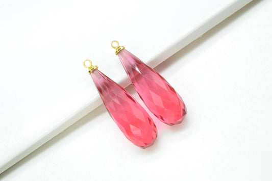 Pink Tourmaline Teardrop Pendant,Tourmaline Gemstone Pendant Charm,Craft Supplies,Jewelry Making Connectors,Long Teardrop Pendant,B'Gifts