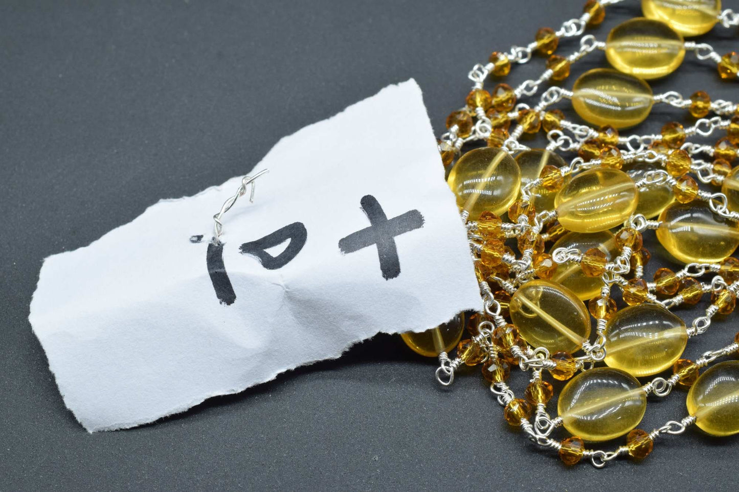 Citrine Smooth oval Rosary Beaded Chain,Citrine Oval Wire Wrapped Rosary Chain,Citrine Oval Beads,Wire Plated Rosary Beaded Chain, Per Foot