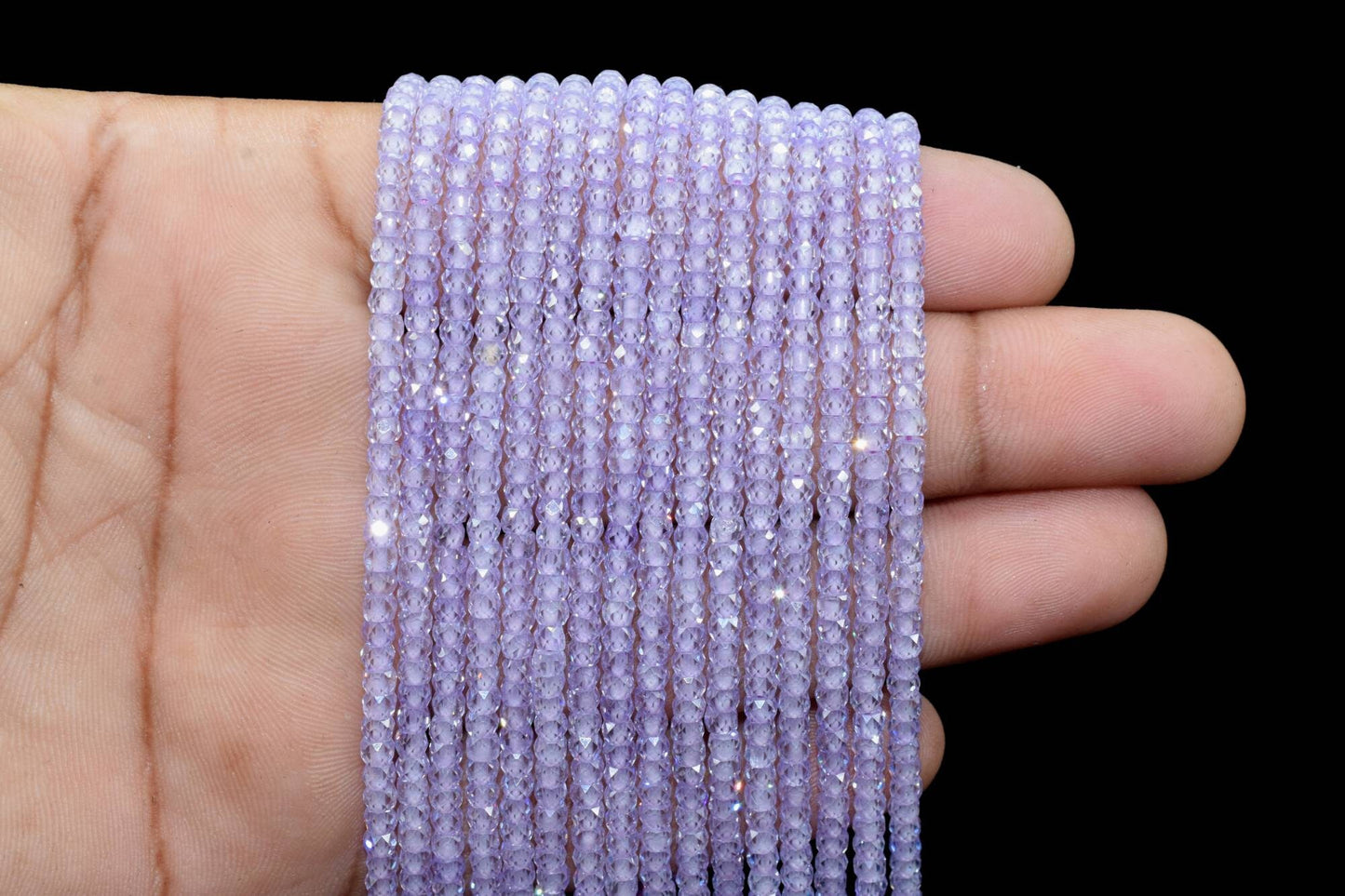 Tanzanite 3mm Faceted Rondelle Beads,Cubic Zircon Beads Strand,Bead Necklace,Faceted Micro CZ Beads 13 Inches Strand Handmade Craft