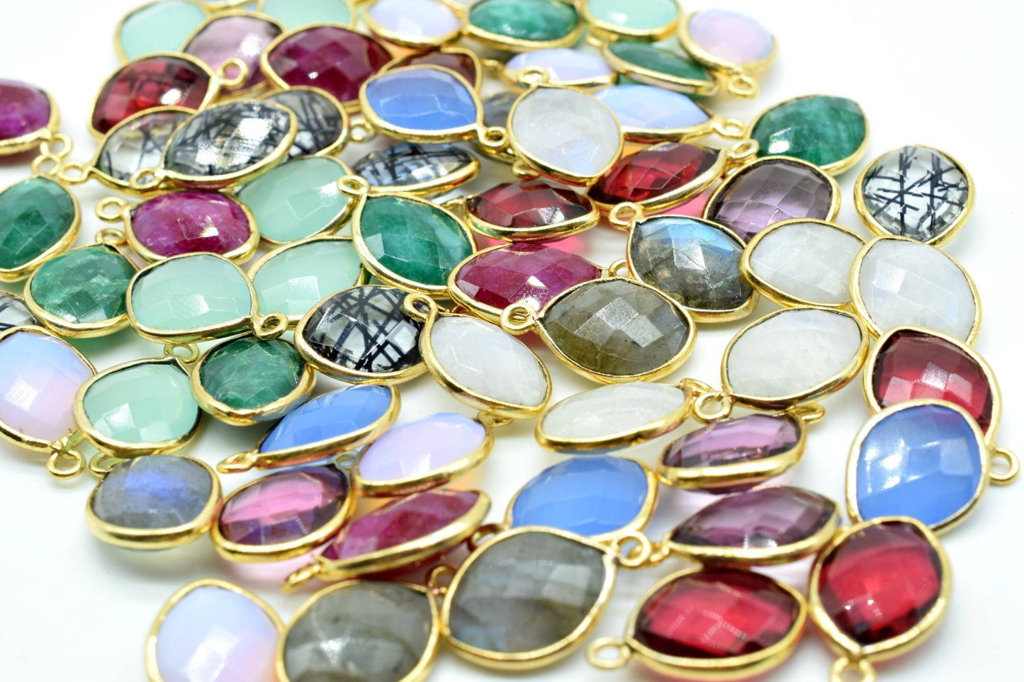 Black Rutile 10x13mm Eye Single bail connectors,Black Rutile Components eye Shape Connectors,Rutile Single Bail Over Brass Gold Edge Jewelry