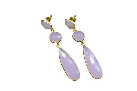 Rose Quartz Dangle Earring/Bridal Earring/Gold Plated Earring/Bridl Jewelry/Statement Earrings For Bridal/Women Jewelry/Bridesmaids Gifts