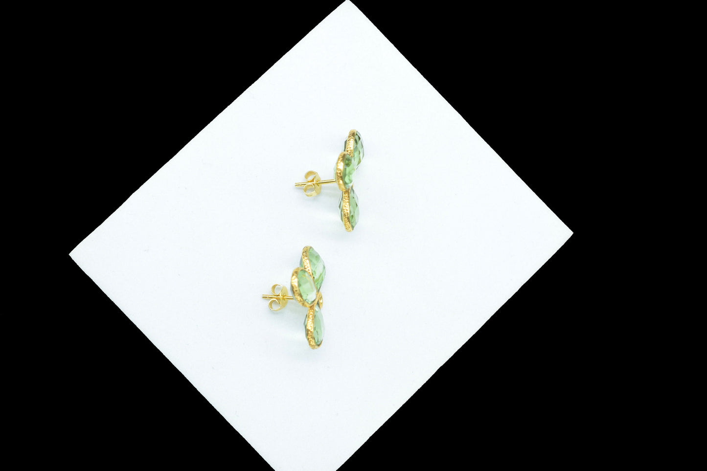 Green Amethyst Gemstone Earring Connector/Gold Plated Jewelry/Amethyst Handmade Jewelry/Bezel Component/Jewelry making Stone/Pear Shape/Gift