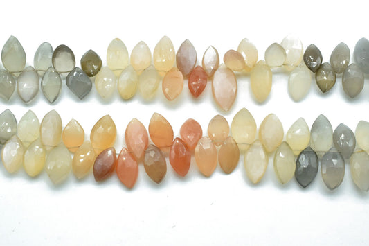 Multi Moonstone 7x14mm faceted Marquise Shape Briolettes,Multi Moonstone Briolette,AAA Quality Briolette,9'' Marquise shape strand,Moonstone
