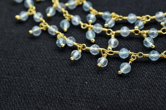 Light Sky Topaz Cluster Rosary Chain,Gemstone Rosary Chain,Wire Wrapped Necklace Chain,Sky Topaz beaded Chain,Finding Handmade Jewelry Gift