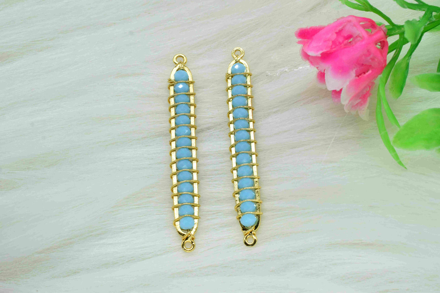 Turquoise beaded Bar Finding Connector,Bar Pendant,Turquoise Necklace,Turquoise Bar Bracelet,Beaded Bar Finding Component,Turquoise jewelry,