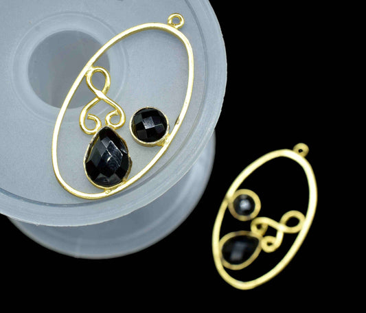 Natural Black Onyx 7x10mm Teardrop Gemstone,Finding Oval Shape Connector,Gemstone Component Earring,Finding Necklace Component Jewelry, Gift