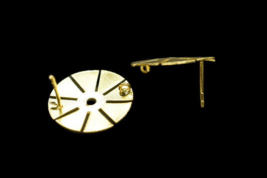 Gold plated brass earring post Studs,Coin shape earring connectors,Brass Earring charms,Earring findings jewelry,Round Earring connectors,