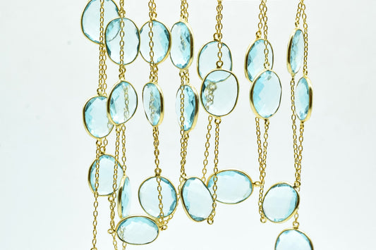 Sky Topaz connector link Chain,Sky Topaz Bezel Chain,Sky Topaz Oval Shape Connector Chain,Sky Topaz bezel chain,Sky Topaz link chain,Topaz