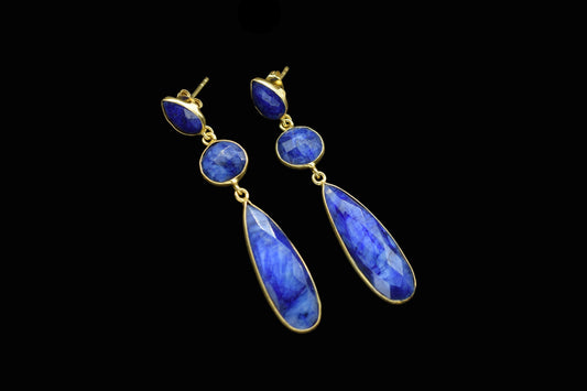 Blue Sapphire Dangle Earring/Bridal Earring/Gold Plated Earring/Bridal Jewelry/Statement Earrings For Bridal/Sapphire Jewelry/Gift