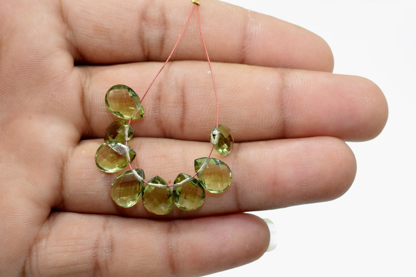 Green Amethyst teardrop briolettes,7x10mm Teardrop,Amethyst Pear Briolettes Supplies,Craft Supplies,Amethyst Micro Briolette Bead,Green pear