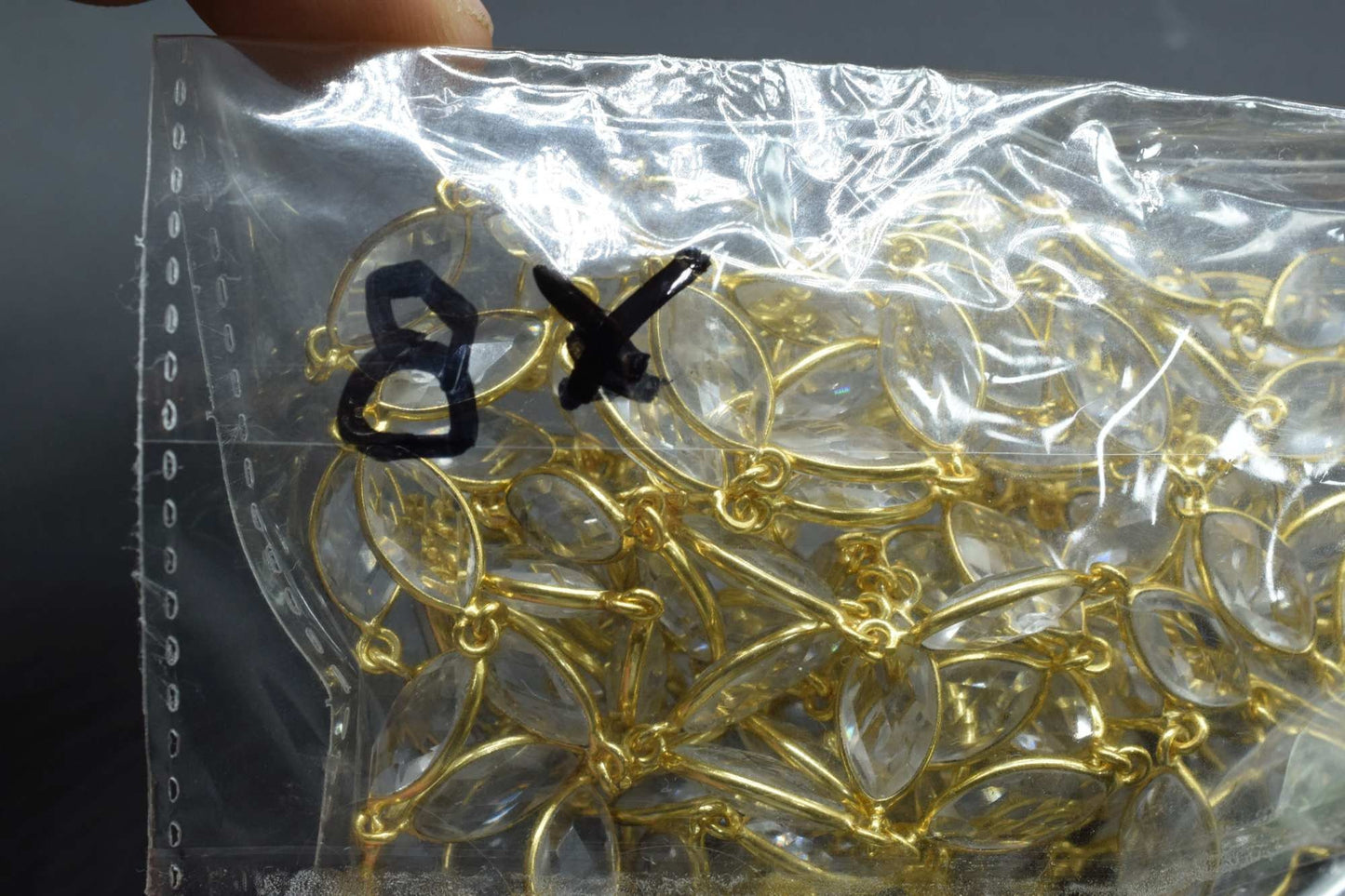 Crystal Quartz Bezel Chain I Handmade Bezel Link Chain I Clear Quartz Gold Plated Bezel Chain IBrass Chain,Gemstone Connector Chain Per Foot