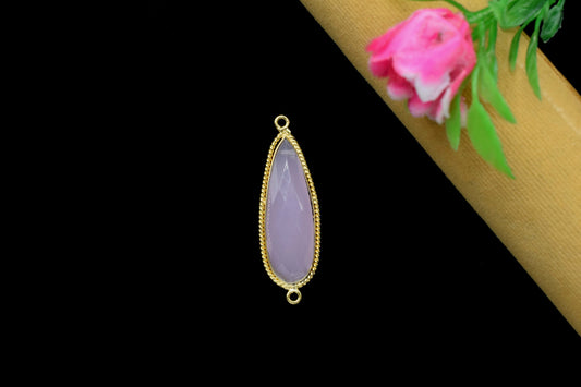 Rose Quartz Gemstone 10x30mm Pear shape charm,Rose Quartz Checker Board cut Pendant,Gemstone connector,Rose Quartz Pear Pendant Jewelry,Gift