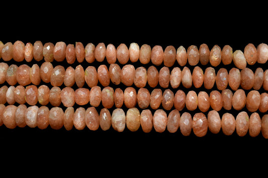 Sun Stone Faceted Rondelle Shape Beads, Sunstone 7.5x8.5mm Size Rondelle Faceted Gemstone Briolettes, Sunstone Beads Jewelry, Gemstone Beads