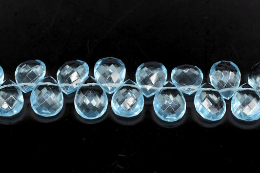 Sky Topaz brioletts ,Side drilled Briolette,Jewelry making supplies,Handmade Briolette,December Birthstone,9x13 size faceted brioletts beads