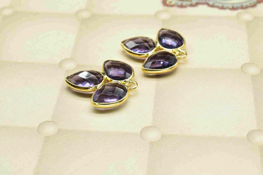 Amethyst component,Gemstone Component,Amethyst Quartz Bezel Component,Amethyst Jewelry Making Supply,Handmade Jewelry,Attached Bezel Pendant