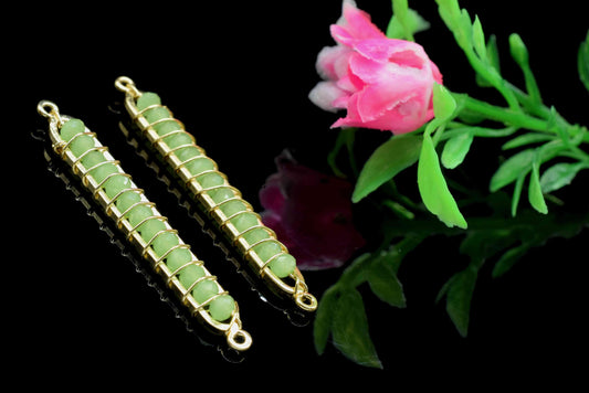 Prehnite beaded Bar Finding Connector,Bar Pendant Necklace,Prehnite Bar Bracelet,Beaded Bar Finding Component,Prehnite Quartz jewelry,Gift