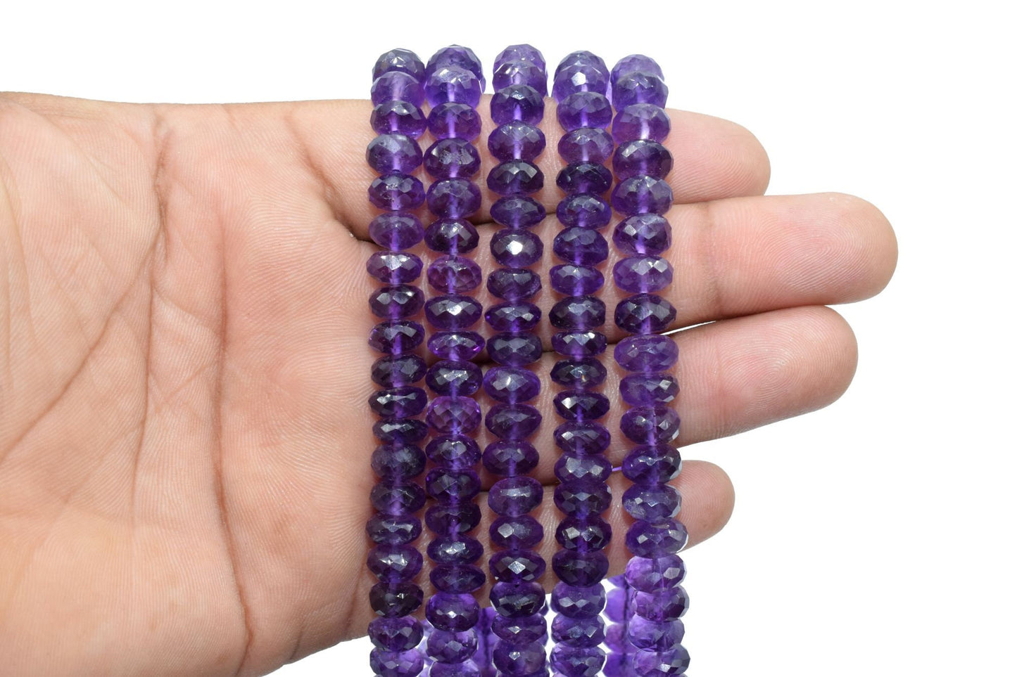 Faceted Amethyst Rondelle Bead,Amethyst Faceted Rondelle Shape Bead,Amethyst Bead,Amethyst Beads Size Approx 7.5mm To 8.5mm,Amethyst