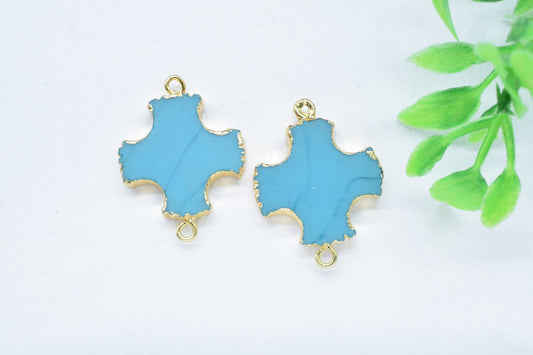 Turquoise Cross Pendant,Double Bail Connector,Handmade Pendant,Turquoise Pendants Jewelry,Gemstone Component,bracelet Pendant Charms,Gift