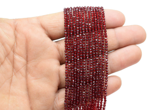 Garnet Faceted Beads/Beads Strand/Jewerly Making Beads/2mm Red Garnet Beads Strand/Loose Beads/Rondelle Beads/Full Strand Beads/Gift