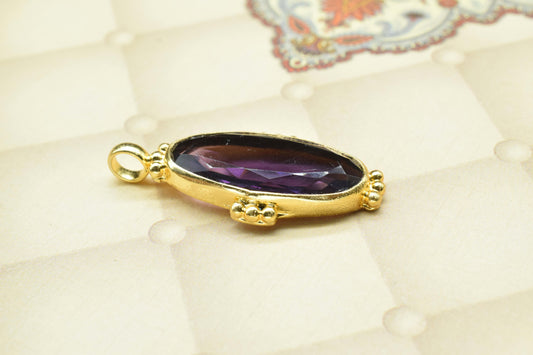 Amethyst Designer Pendant Charms,Loop Pendant,Classic Pendant Charms,Amethyst Statement Jewelry,Gemstone Pendant,Handmade Carft,Long pendant