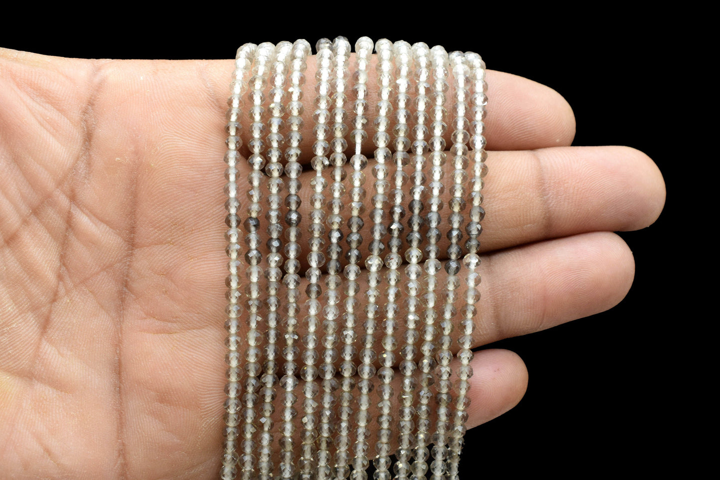 Smoky Faceted Rondelle Beads,3mm Rondelle Beads,Shaded Smoky Beads,13"Strand,Micro faceted beads,Gemstone Beads Jewelry Making supply,Gift