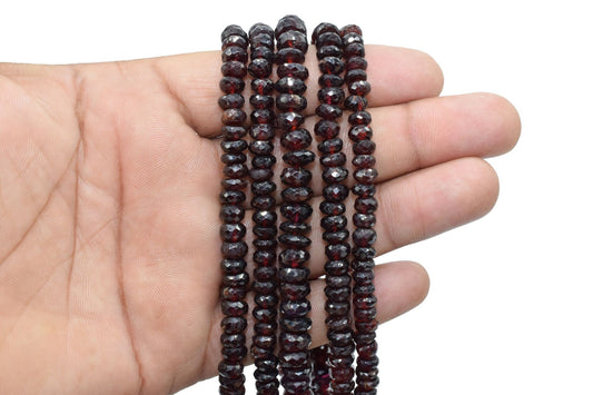 bigger Faceted Natural Red Garnet 6.5mmTo 7.5mm Faceted Rondelle Bead,Sparkly Diamond Cut Gemstone 6 Strand bead,Gemstone For Jewelry Making