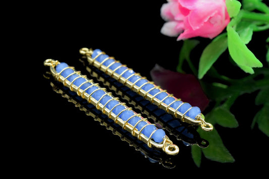 Blue Quartz beaded Bar Finding Connector,Bar Pendant Necklace,Blue Quartz Bar Bracelet,Beaded Bar Finding Component,Blue Quartz jewelry,Gift