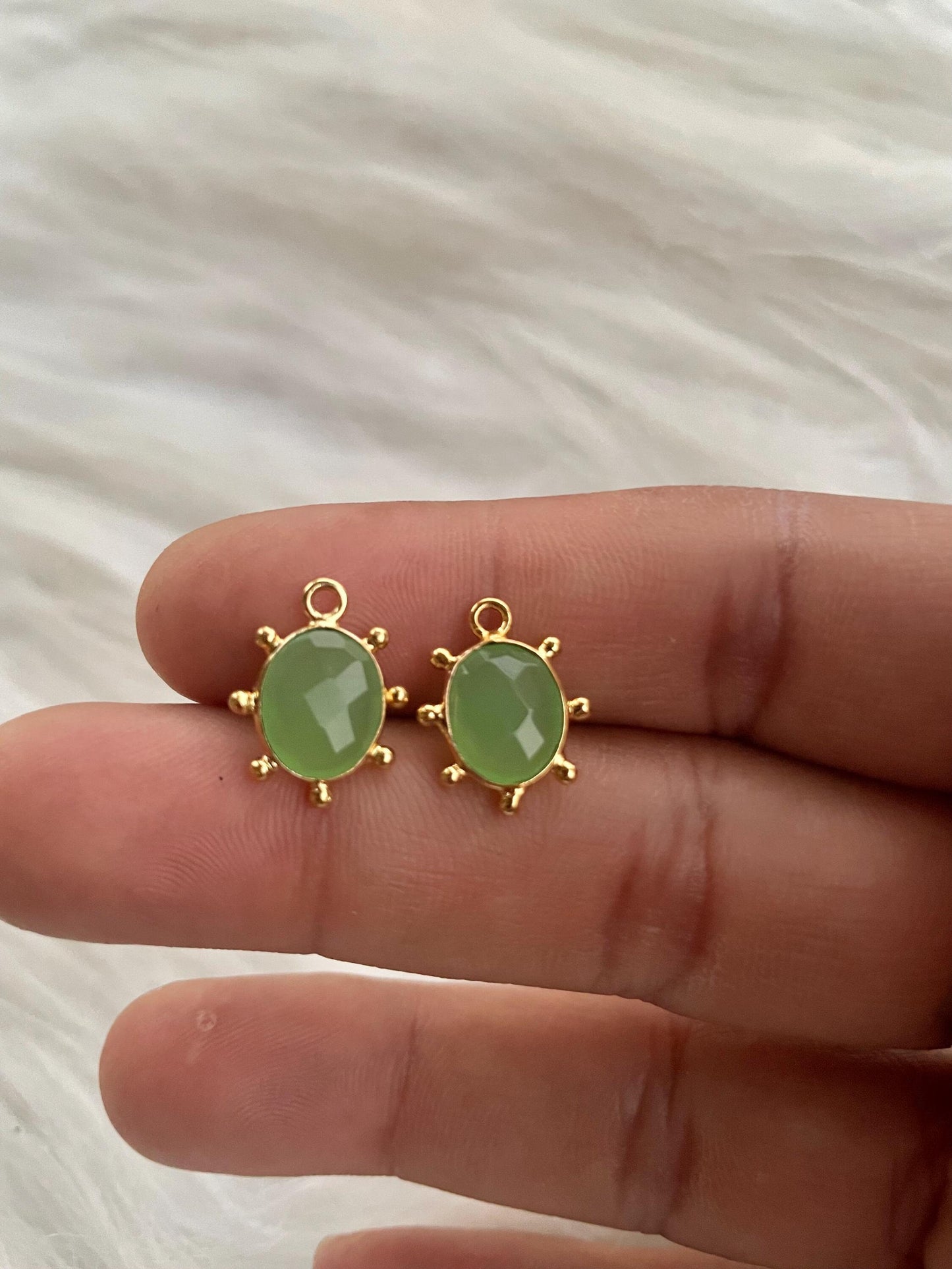 Prehnite Gemstone Gold Bezel Connector, Gemstone Connector, Connector for jewelry,Jewelry Making Supplies,Gold bezel,Prehnite Connectorbezel