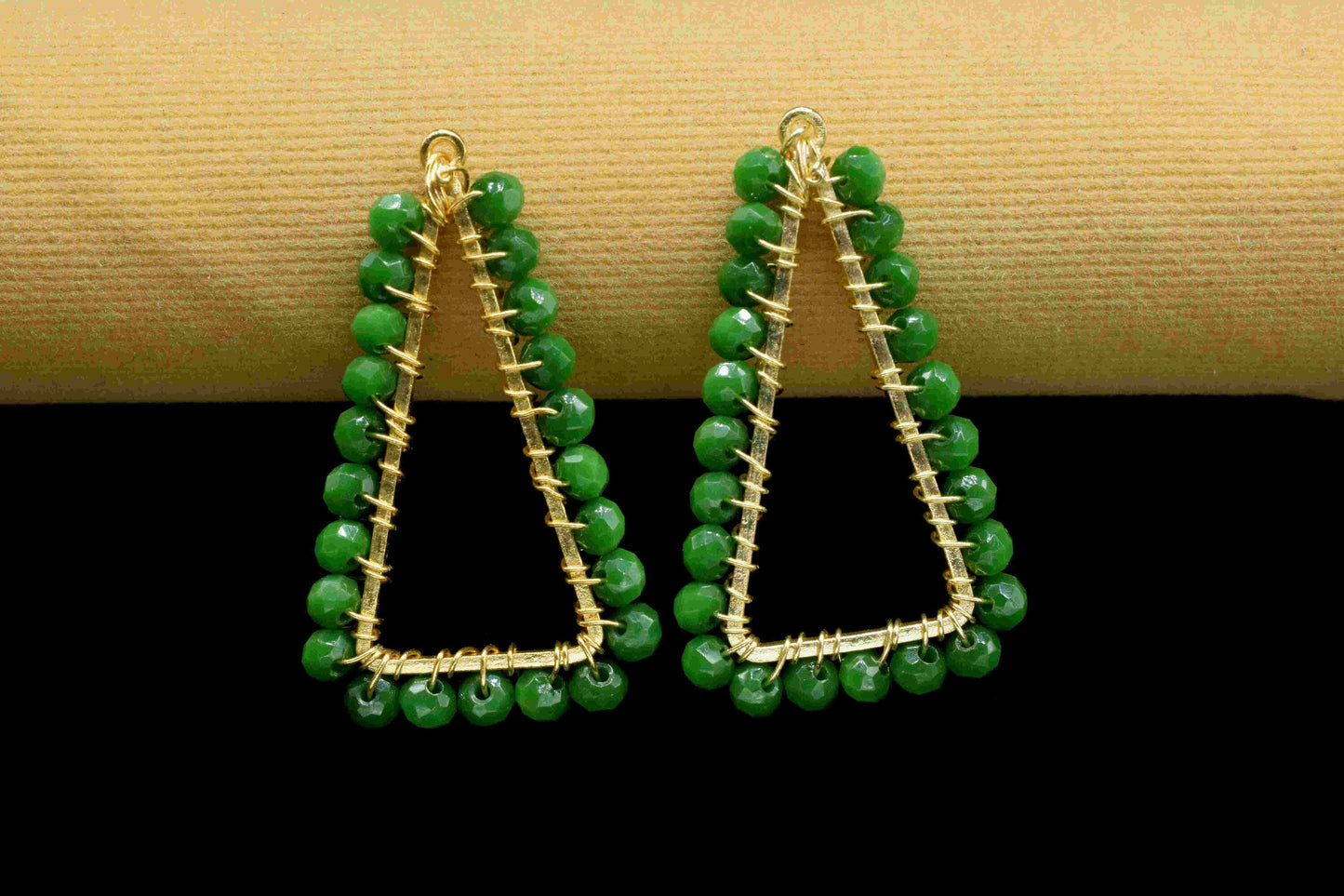 Emerald Quartz Wire Wrapped Dangle Earring,Gemstone Component,Handmade Connector,Finding Necklace,Component Jewelry,Beads Triangle Connector