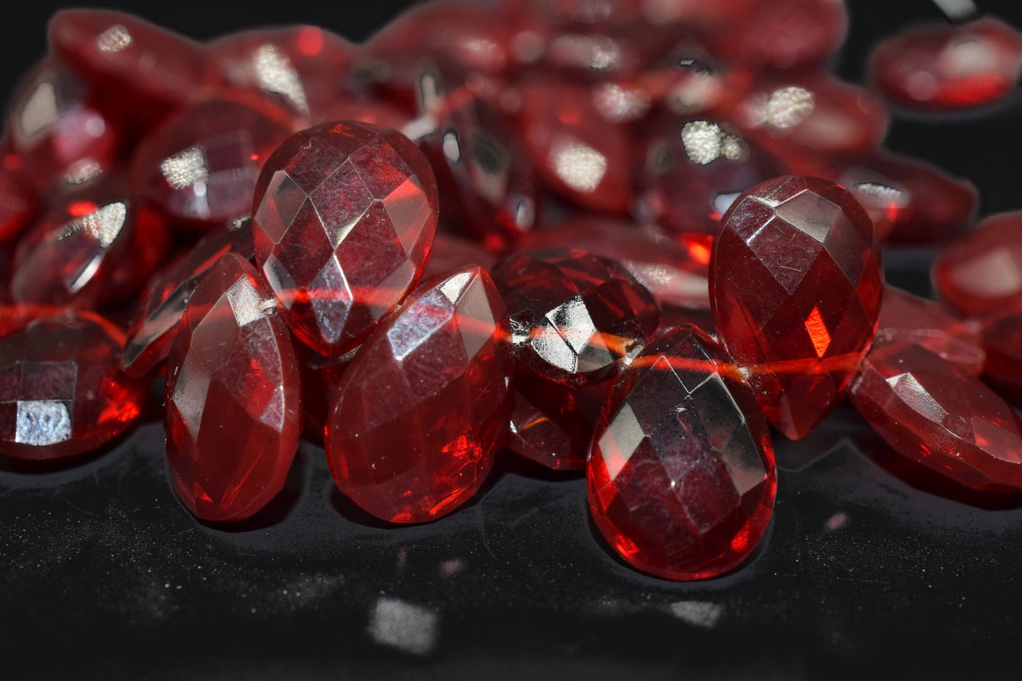 Red Garnet Quartz 9x13mm Faceted Pear Briolettes - Faceted Briolettes - Calibrated Gemstone - Chalcedony Pear Briolette,wholesale beads