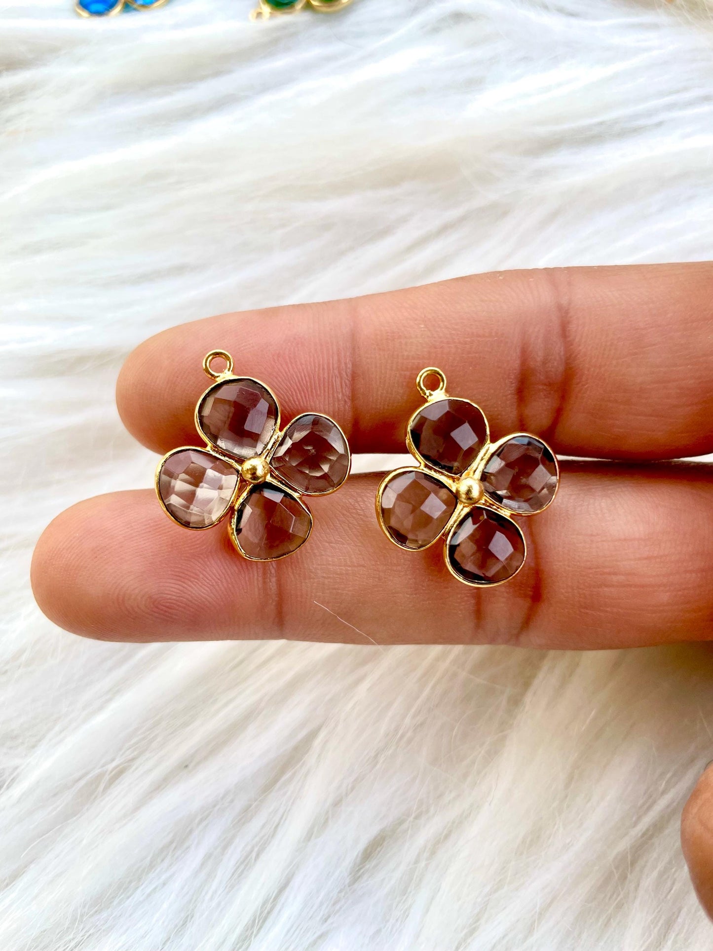 Smoky Quartz Heart Shape Pendant,jewelry Component,Double Loop connectors,Smoky Bezel Charm,Jewelry Making Supply,Smoky Bracelet Charms,P123