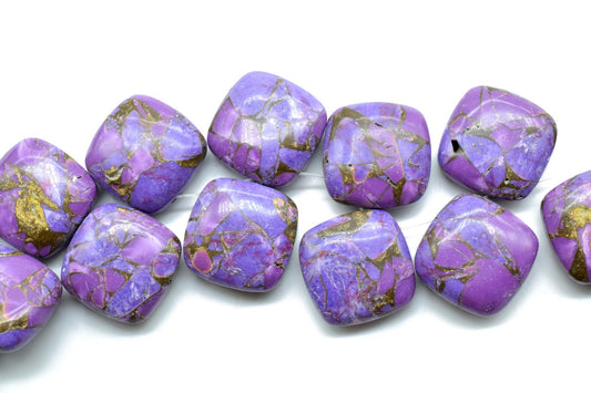 Purple Copper Turquoise 14mm Smooth cushion beads,Calibrated Gemstones Briolette,cushion Shape Briolettes,Side drilled Briolette,Turquoise
