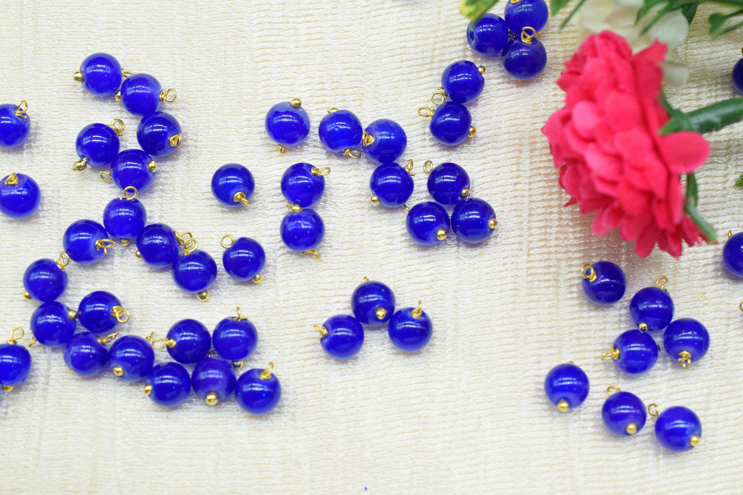 Dark Blue Jade 6mm Round Smooth Beads/Earring Components/Dark Blue Jade Single wire wrapped Beads/Round Beads Connector/Gemstone Beads/Gift